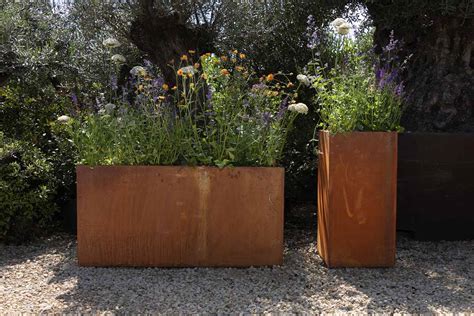 steel floating planter box|corten steel planters.